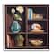 Stupell Industries Elegant Bookshelf Still-Life with Lotus Floral Vase in White Frame Wall Art